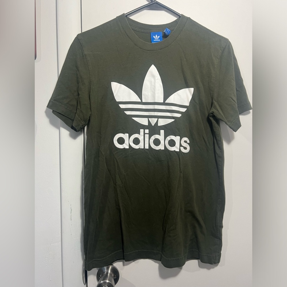 adidas Olive Green Trefoil Logo Short Sleeve Tee